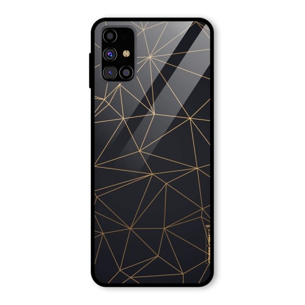 Black Golden Lines Glass Back Case for Galaxy M31s