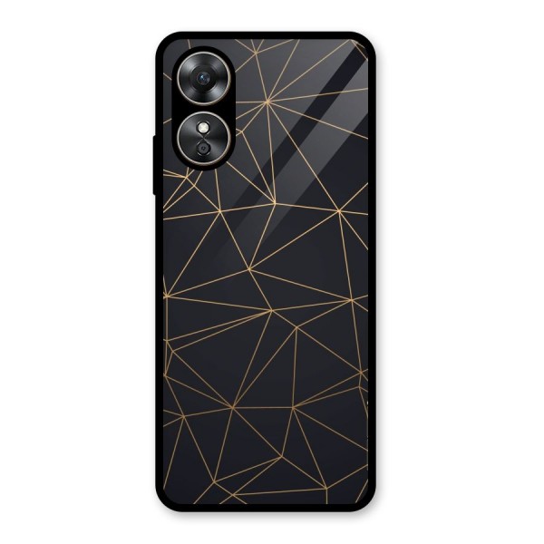 Black Golden Lines Glass Back Case for Oppo A17