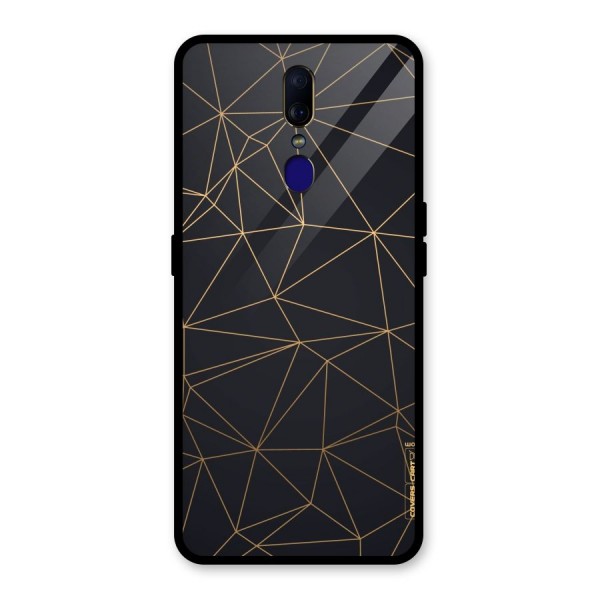 Black Golden Lines Glass Back Case for Oppo F11