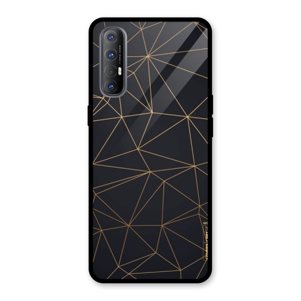 Black Golden Lines Glass Back Case for Oppo Reno3 Pro