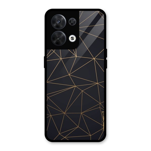 Black Golden Lines Glass Back Case for Oppo Reno8 5G