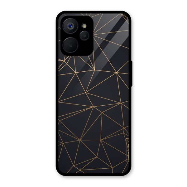 Black Golden Lines Glass Back Case for Realme 9i 5G