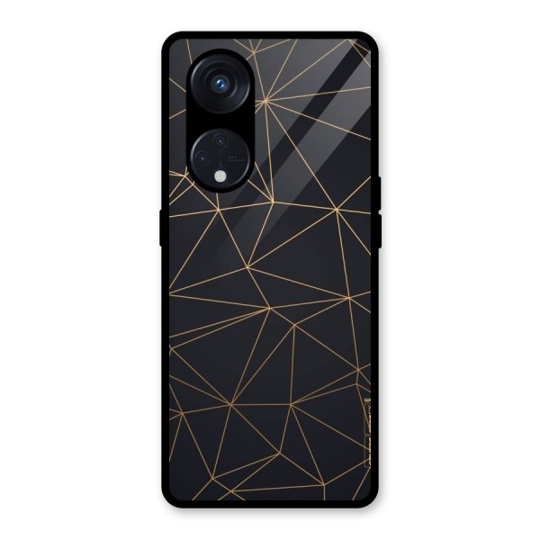 Black Golden Lines Glass Back Case for Reno8 T 5G