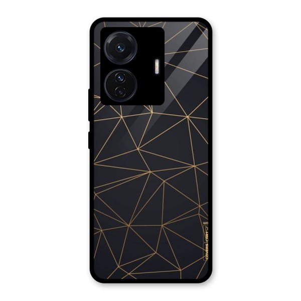 Black Golden Lines Glass Back Case for Vivo T1 Pro