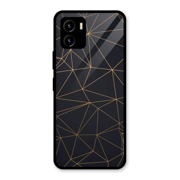 Black Golden Lines Glass Back Case for Vivo Y15s