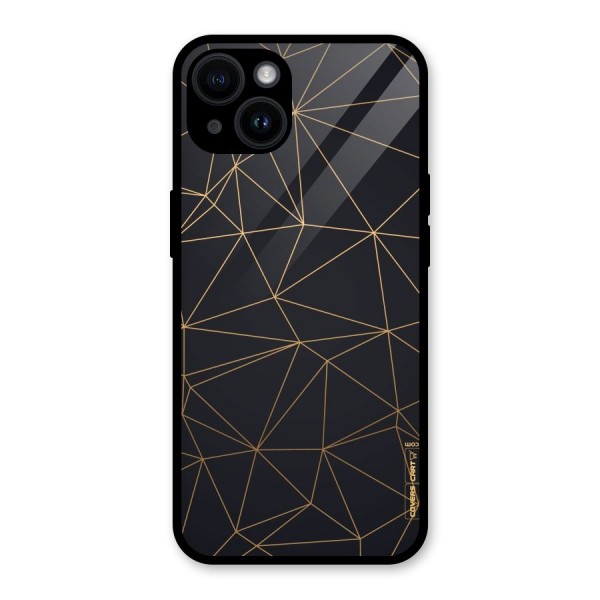 Black Golden Lines Glass Back Case for iPhone 14