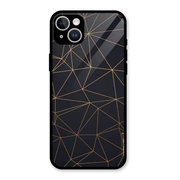 Black Golden Lines Glass Back Case for iPhone 14 Plus