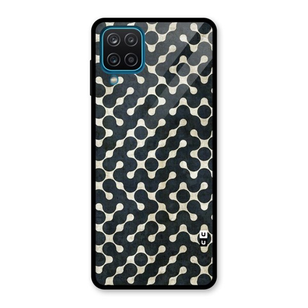 Black Maze Design Glass Back Case for Galaxy A12