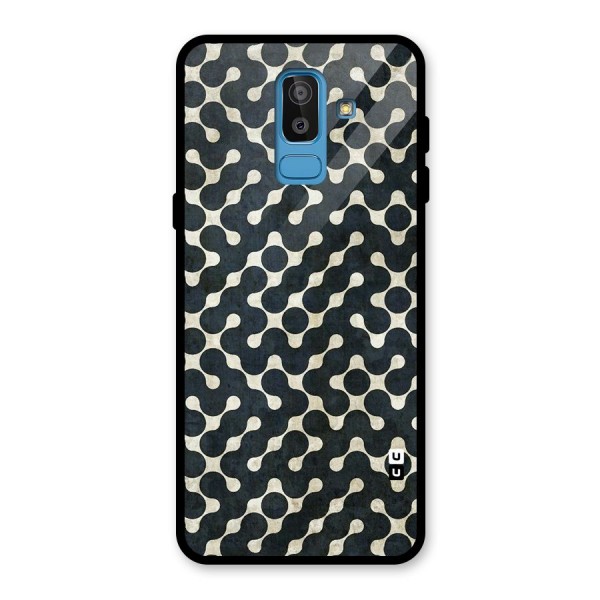 Black Maze Design Glass Back Case for Galaxy J8