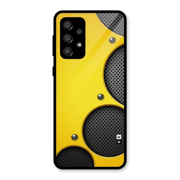 Black Net Yellow Glass Back Case for Galaxy A32