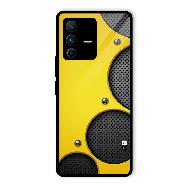 Black Net Yellow Glass Back Case for Vivo V23 Pro