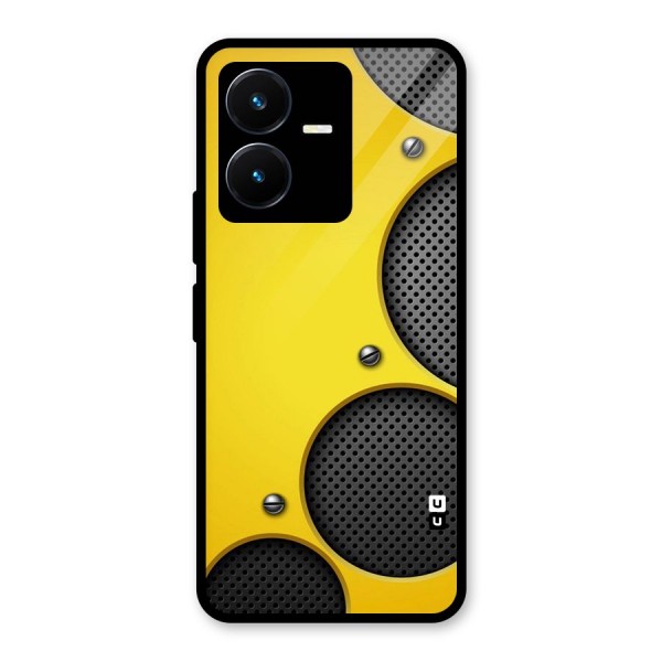 Black Net Yellow Glass Back Case for Vivo Y22