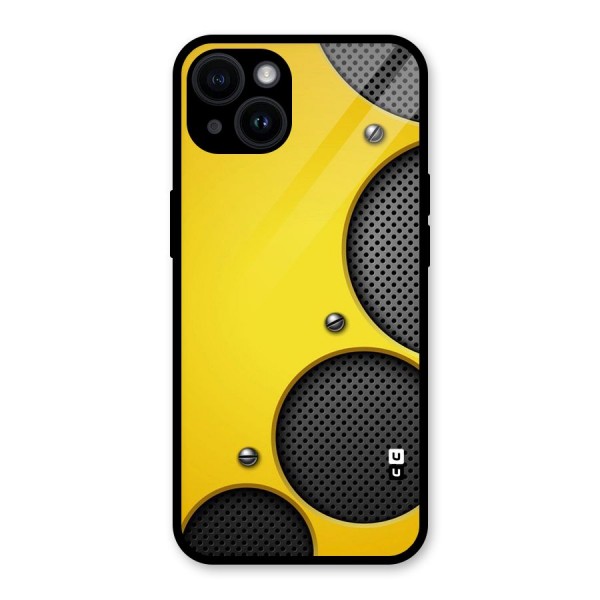 Black Net Yellow Glass Back Case for iPhone 14