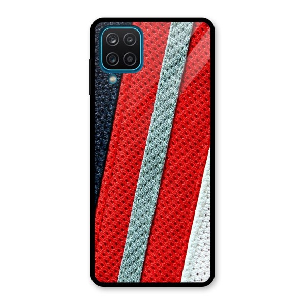 Black Red Grey Stripes Glass Back Case for Galaxy A12