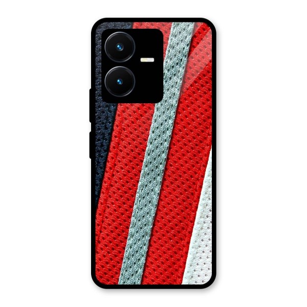 Black Red Grey Stripes Glass Back Case for Vivo Y22