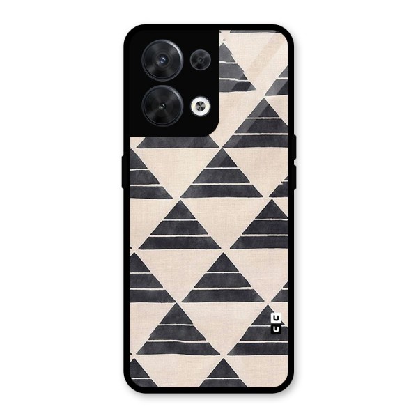 Black Slant Triangles Glass Back Case for Oppo Reno8 5G