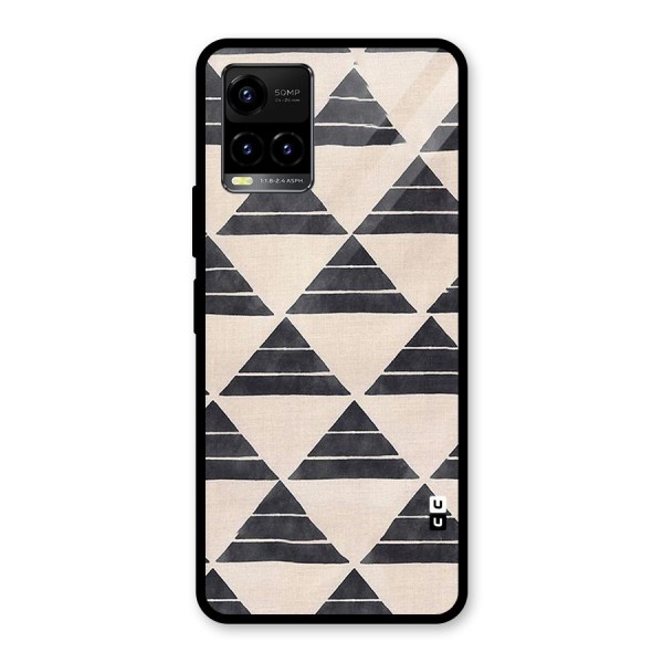 Black Slant Triangles Glass Back Case for Vivo Y21 2021