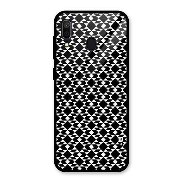 Black White Diamond Abstract Glass Back Case for Galaxy A30