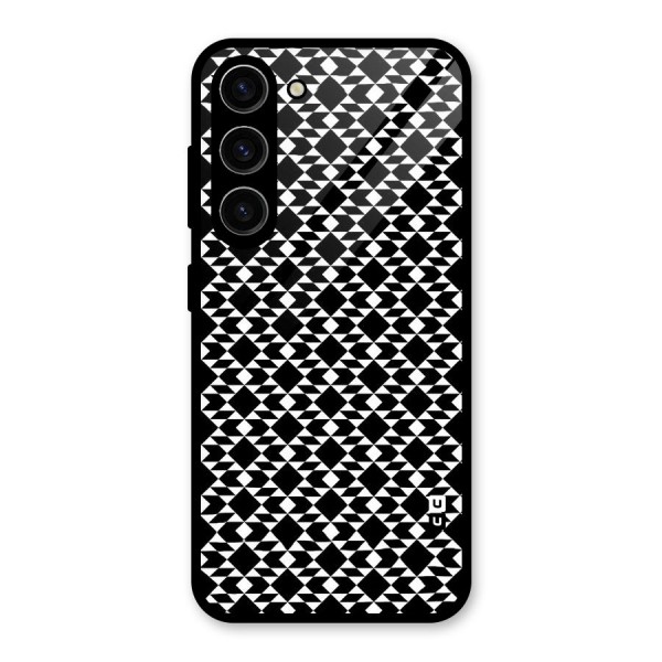 Black White Diamond Abstract Glass Back Case for Galaxy S23