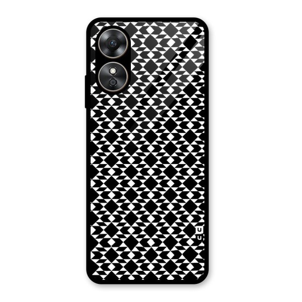 Black White Diamond Abstract Glass Back Case for Oppo A17