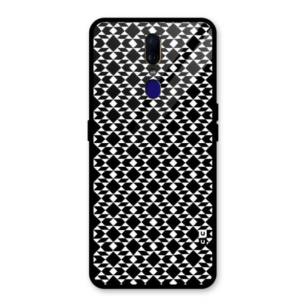 Black White Diamond Abstract Glass Back Case for Oppo F11