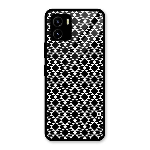 Black White Diamond Abstract Glass Back Case for Vivo Y15s