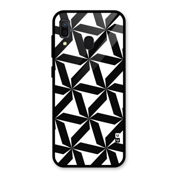 Black White Fan Design Glass Back Case for Galaxy A30