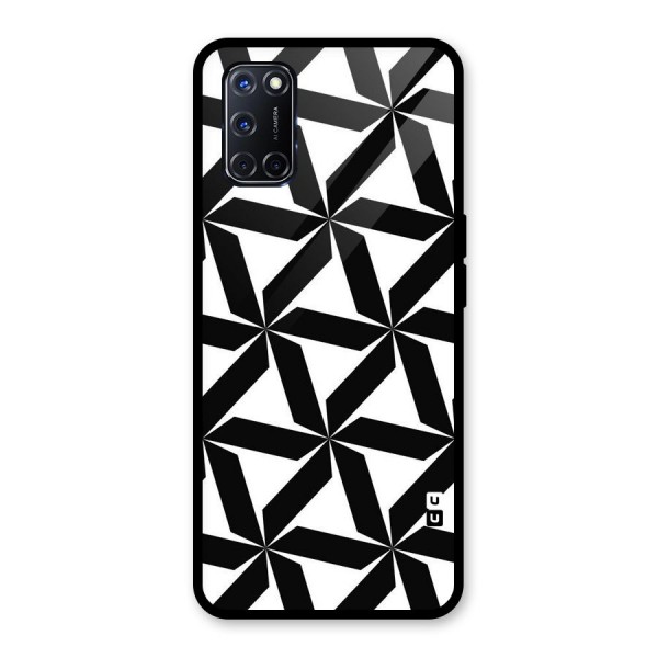 Black White Fan Design Glass Back Case for Oppo A52