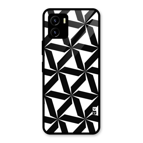 Black White Fan Design Glass Back Case for Vivo Y15s