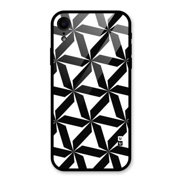 Black White Fan Design Glass Back Case for XR