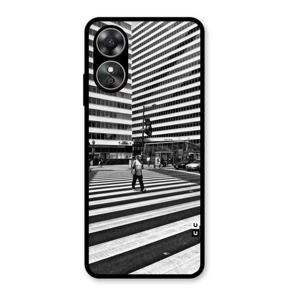 Black White Perspective Glass Back Case for Oppo A17