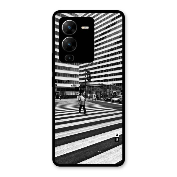 Black White Perspective Glass Back Case for Vivo V25 Pro