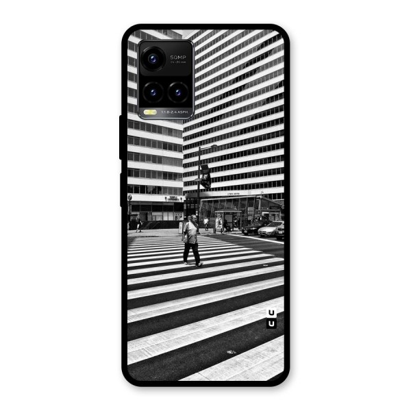 Black White Perspective Glass Back Case for Vivo Y21 2021