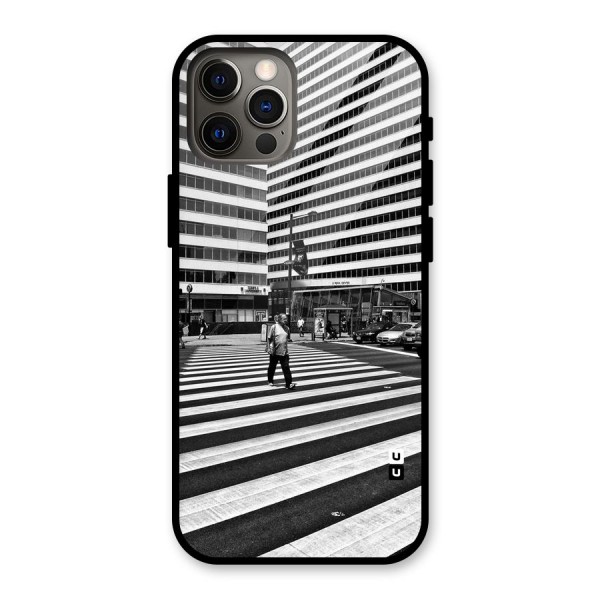 Black White Perspective Glass Back Case for iPhone 12 Pro