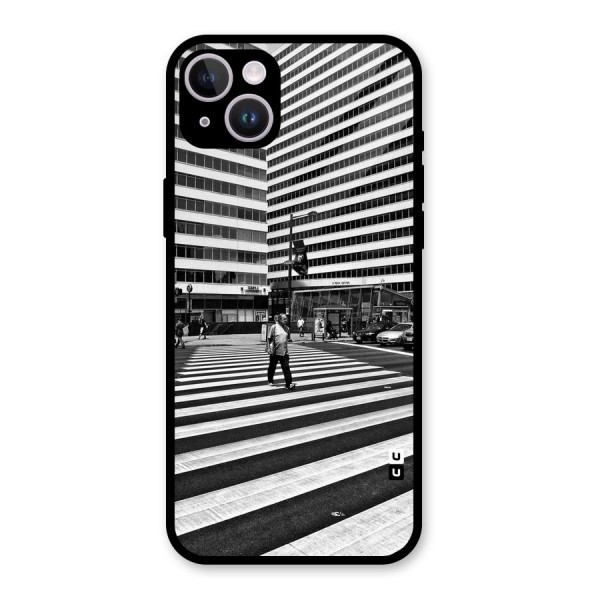 Black White Perspective Glass Back Case for iPhone 14 Plus