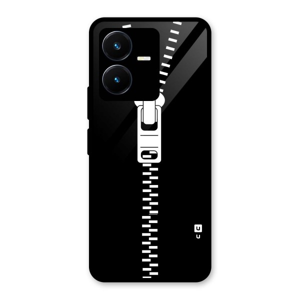 Black Zipper Glass Back Case for Vivo Y22