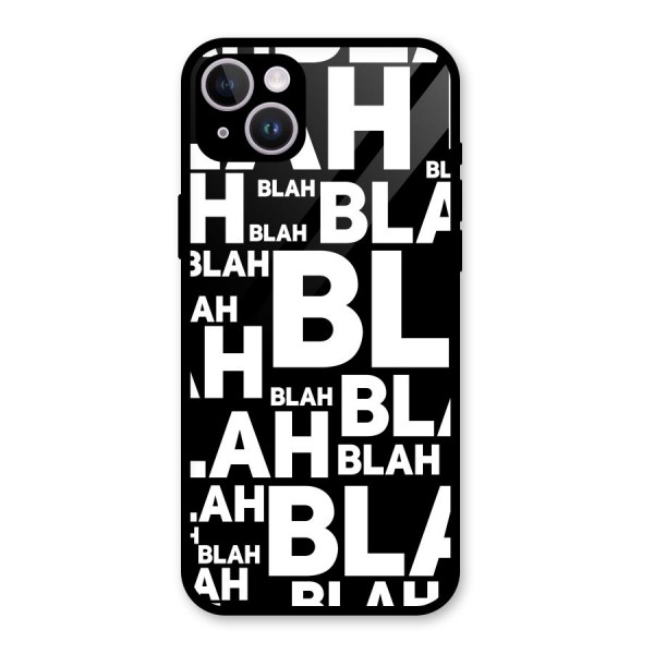 Blah Blah Pattern Glass Back Case for iPhone 14 Plus