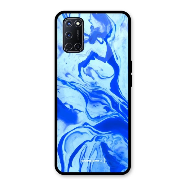 Blaze Blue Marble Texture Glass Back Case for Oppo A52