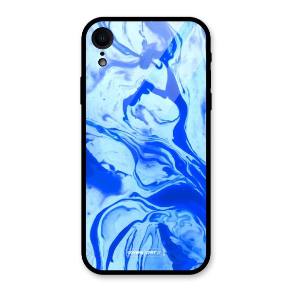 Blaze Blue Marble Texture Glass Back Case for XR