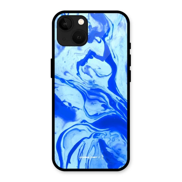 Blaze Blue Marble Texture Glass Back Case for iPhone 13
