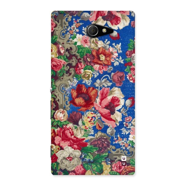 Block Printed Flowers Back Case for Sony Xperia M2