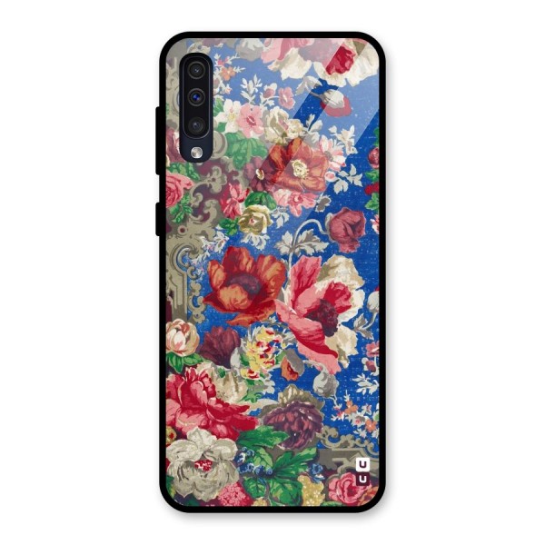 Block Printed Flowers Glass Back Case for Galaxy A50s