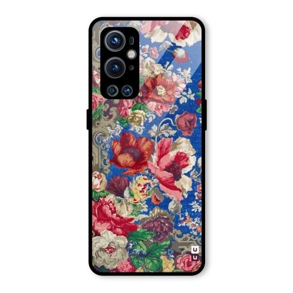 Block Printed Flowers Glass Back Case for OnePlus 9 Pro