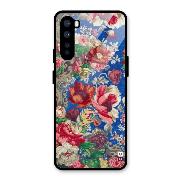 Block Printed Flowers Glass Back Case for OnePlus Nord