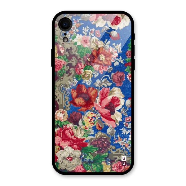 Block Printed Flowers Glass Back Case for XR