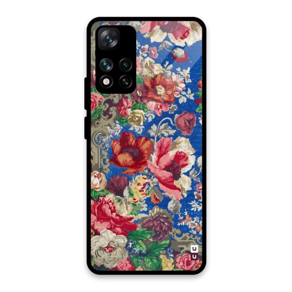 Block Printed Flowers Glass Back Case for Xiaomi 11i 5G