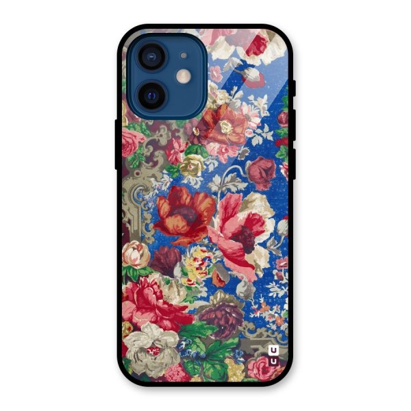 Block Printed Flowers Glass Back Case for iPhone 12 Mini