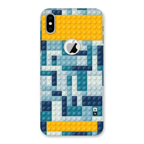 Blocks Blues Back Case for iPhone XS Logo Cut