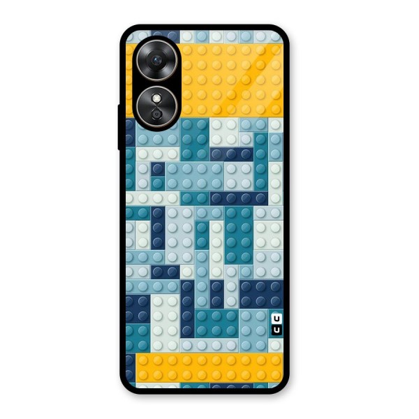 Blocks Blues Glass Back Case for Oppo A17