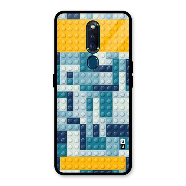 Blocks Blues Glass Back Case for Oppo F11 Pro